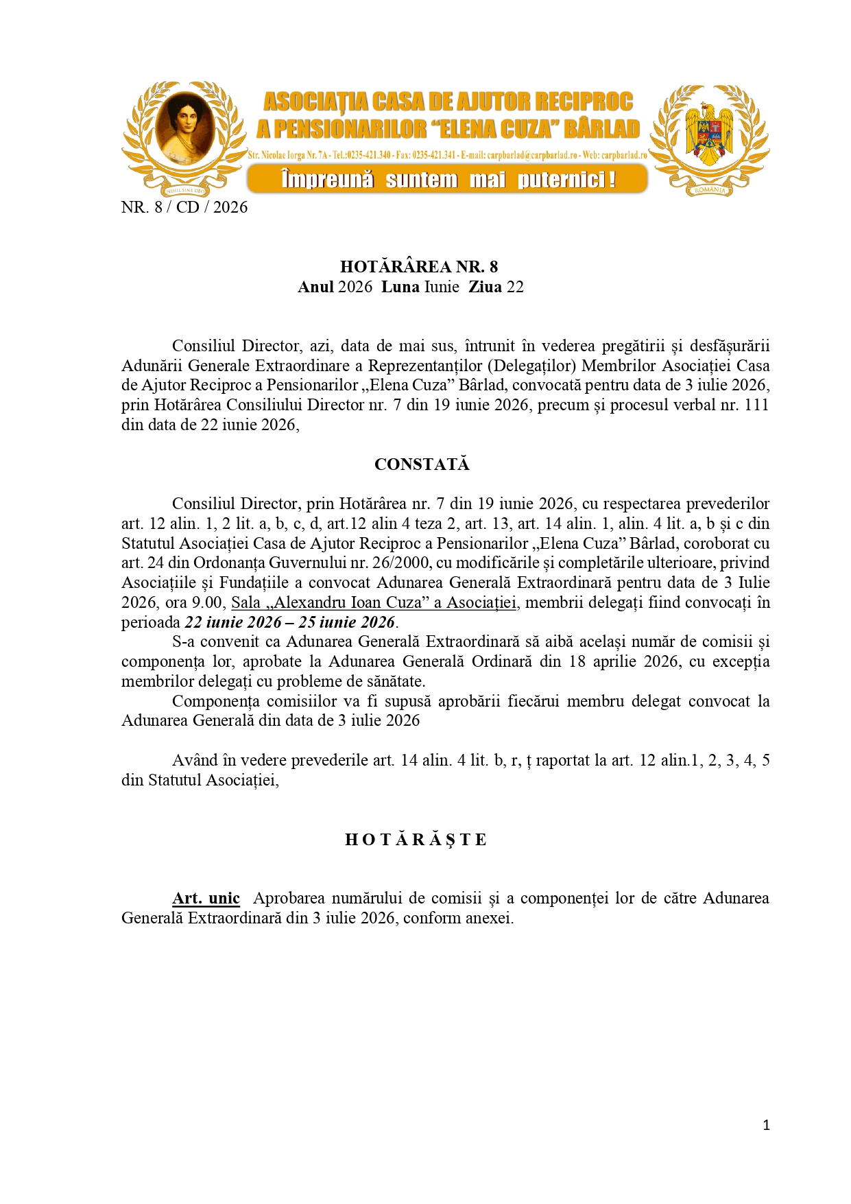 Hotărârea Nr.8