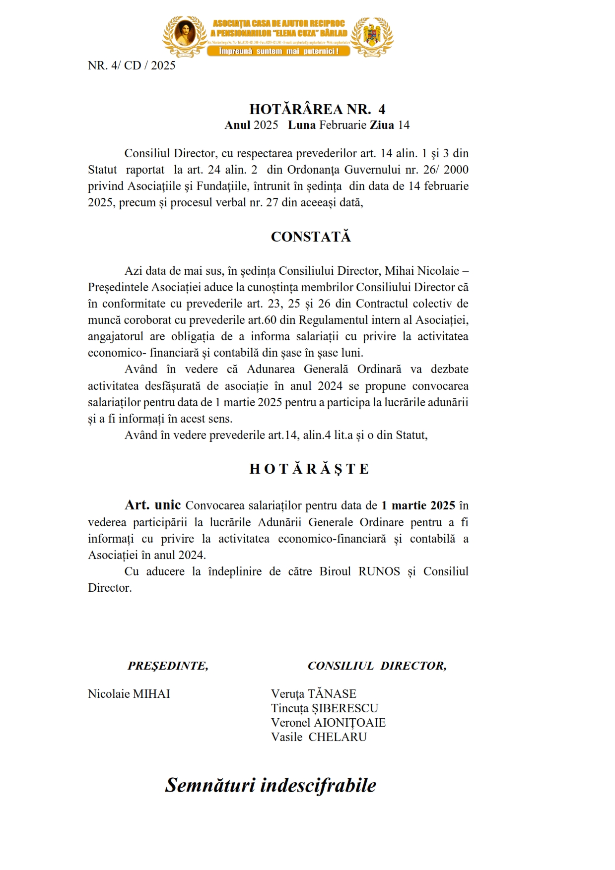 Adunarea Generala Ordinara Adunarea Generala Ordinara